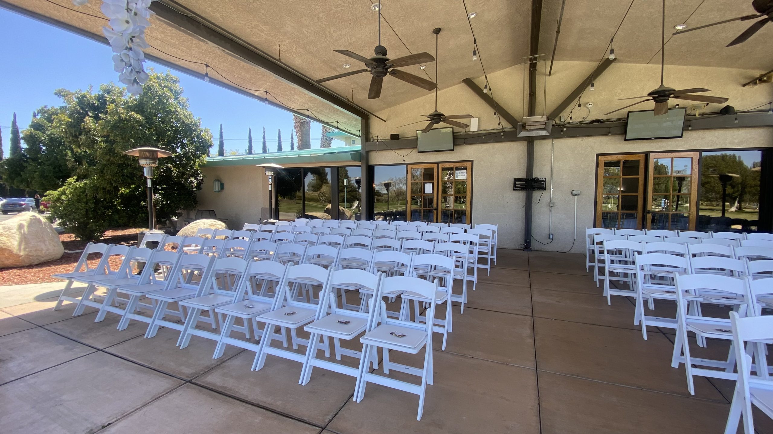 Actual Country Club Wedding Ceremony Setup on the Patio